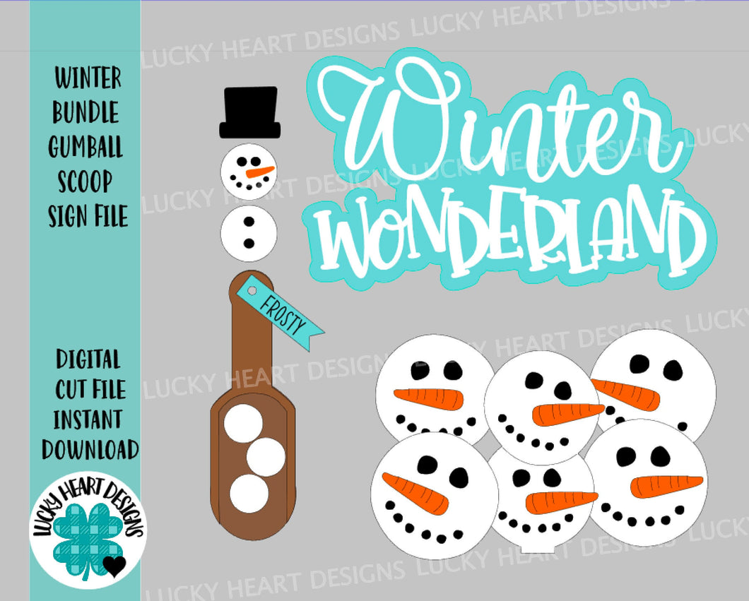 Winter Bundle Gumball Scoop Sign File SVG, Glowforge, Tiered Tray, LuckyHeartDesignsCo