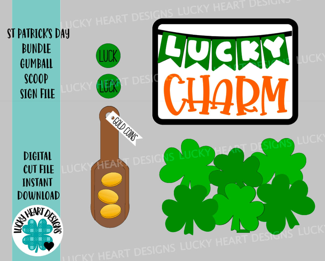 St Patrick's Day Bundle Gumball Scoop Sign File SVG, Glowforge, Tiered Tray, LuckyHeartDesignsCo