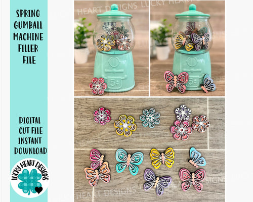 Spring Gumball Machine Filler File SVG, Glowforge Butterfly Tiered Tray, LuckyHeartDesignsCO