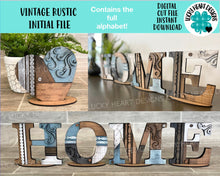 Load image into Gallery viewer, Vintage Rustic Initials File SVG, Glowforge Farmhouse, LuckyHeartDesignsCo
