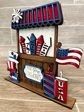 Load image into Gallery viewer, Fourth of July InterchangeableMarket Stand File SVG, Summer Glowforge, LuckyHeartDesignsCo
