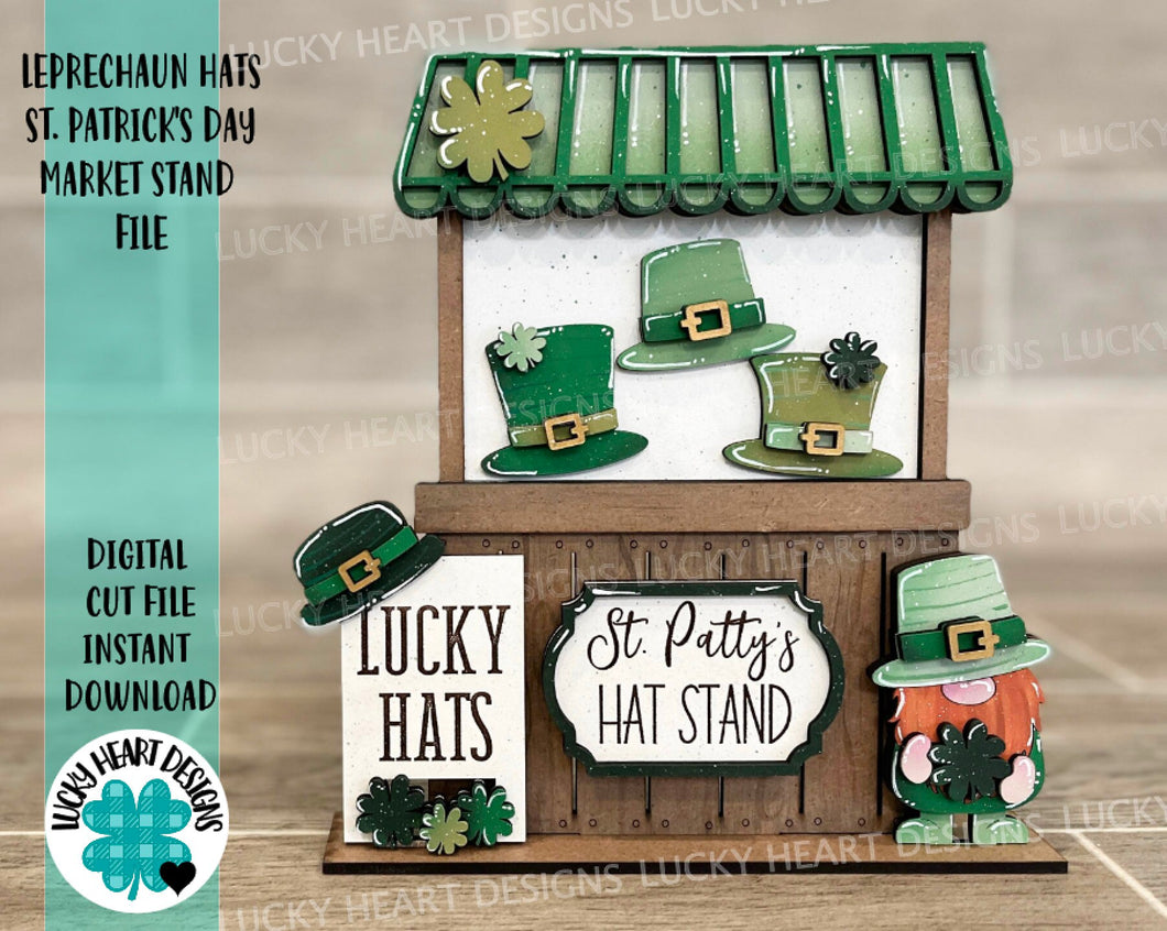 Leprechaun Hats Interchangeable Market Stand File SVG, Glowforge St. Patrick's Day, LuckyHeartDesignsCo