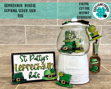 Load image into Gallery viewer, Leprechaun Bundle Gumball Scoop Sign File SVG, St. Patrick&#39;s Day Glowforge, Tiered Tray, LuckyHeartDesignsCo
