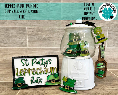 Leprechaun Bundle Gumball Scoop Sign File SVG, St. Patrick's Day Glowforge, Tiered Tray, LuckyHeartDesignsCo
