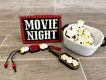 Load image into Gallery viewer, Popcorn Bundle Gumball Scoop Sign File SVG, Movie Night Glowforge, Tiered Tray, LuckyHeartDesignsCo
