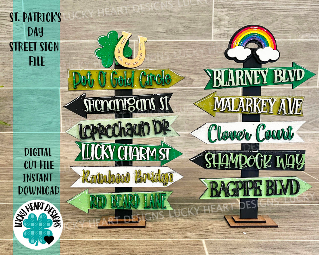 St. Patrick's Day Day Street Sign File SVG, Glowforge, LuckyHeartDesignsCo