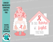 Load image into Gallery viewer, Cancer Awareness Standing Gnome File SVG, Tiered Tray, Glowforge, LuckyHeartDesignsCo
