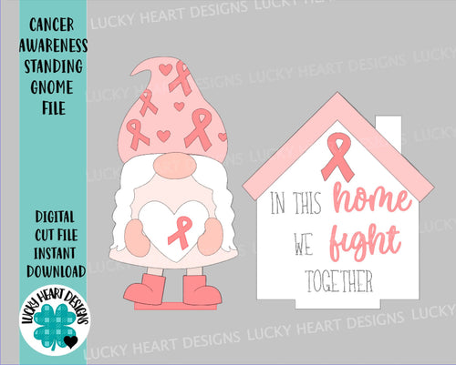 Cancer Awareness Standing Gnome File SVG, Tiered Tray, Glowforge, LuckyHeartDesignsCo