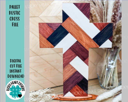 Pallet Rustic Cross File SVG, Farmhouse Glowforge, LuckyHeartDesignsCo