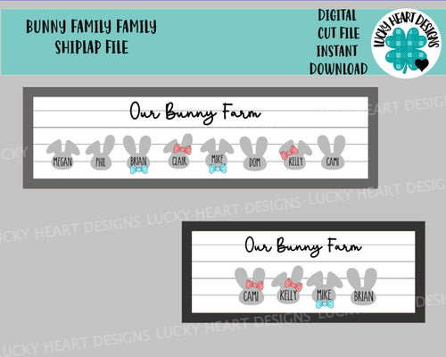 Bunny Family Sign File SVG, Glowforge Easter, LuckyHeartDesignsCo