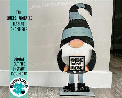 Tall Porch Interchangeable Leaning Sign Gnome File SVG, Glowforge, LuckyHeartDesignsCo
