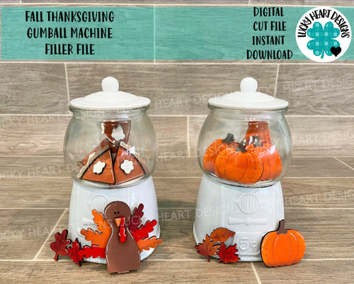 Fall Thanksgiving Gumball Machine Filler File SVG, Glowforge Tiered Tray, LuckyHeartDesignsCo