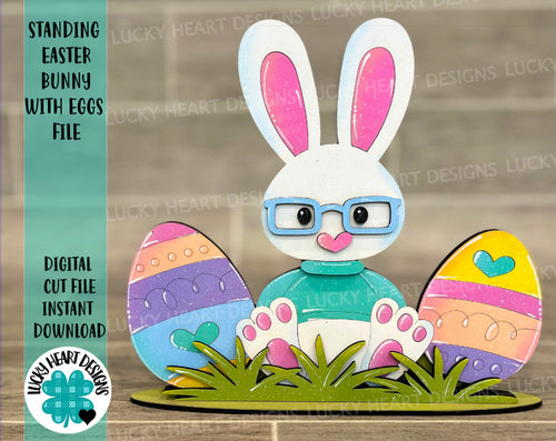 Standing Easter Bunny File SVG, Glowforge, LuckyHeartDesignsCo