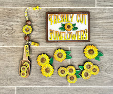 Load image into Gallery viewer, Sunflower Bundle Gumball Scoop Sign File SVG, Glowforge, fall summer Tiered Tray, LuckyheartDesignsCo
