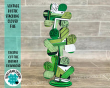 Load image into Gallery viewer, Vintage Rustic Stacking Clover St. Patrick&#39;s Day File SVG, Glowforge, LuckyHeartDesignsCo
