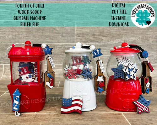 Fourth of July Wood Scoop Gumball Machine Filler File SVG, Glowforge Tiered Tray, LuckyHeartDesignsCo