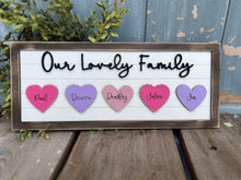 Load image into Gallery viewer, Valentines Heart Family Sign File SVG, Glowforge, LuckyHeartDesignsCo
