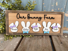 Load image into Gallery viewer, Bunny Family Sign File SVG, Glowforge Easter, LuckyHeartDesignsCo
