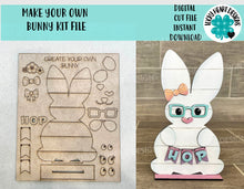 Load image into Gallery viewer, Create Your Own Bunny Kit File SVG, Glowforge easter sign, LuckyHeartDesignsCo
