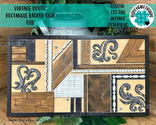 Vintage Rustic Rectangle Backer Sign File SVG, Glowforge Farmhouse, LuckyHeartDesignsCo