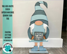 Load image into Gallery viewer, Tall Girl Interchangeable Porch Leaning Sign Gnome File SVG, Glowforge, LuckyHeartDesignsCo
