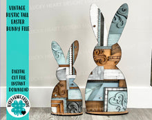 Load image into Gallery viewer, Vintage Rustic Tall Easter Bunny File SVG, Farmhouse Glowforge, LuckyHeartDesignsCo
