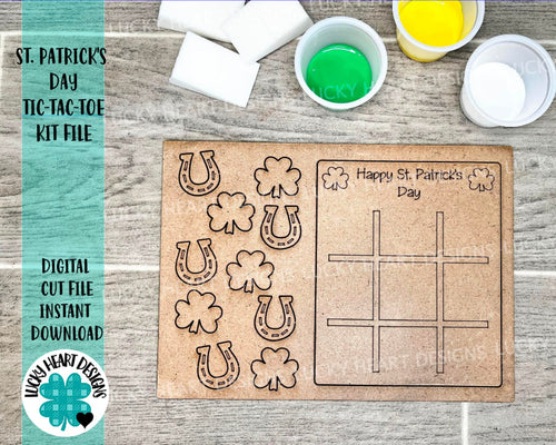 St. Patrick's Day Tic-Tac-Toe Kit File SVG, Glowforge, LuckyHeartDesignsCo