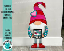 Load image into Gallery viewer, Valentine Hat add on Tall Porch Interchangeable Leaning Sign Gnome File SVG, Glowforge, LuckyHeartDesignsCo
