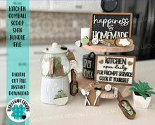 Load image into Gallery viewer, Kitchen Gumball Scoop Sign Bundle File SVG, Baking Glowforge, Tiered Tray, LuckyHeartDesignsCo
