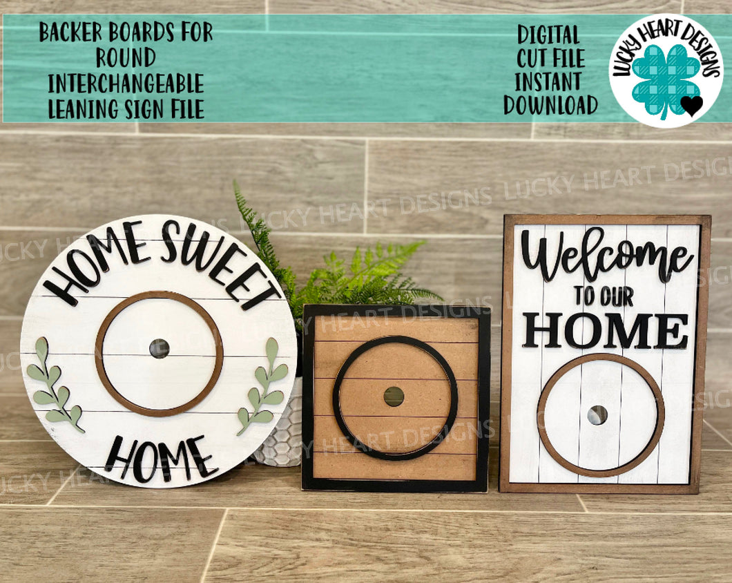Backer Boards for Interchangeable Shiplap Rounds File SVG, Glowforge Laser, Welcome sign, Home Sweet Home Sign, LuckyHeartDesignsCo