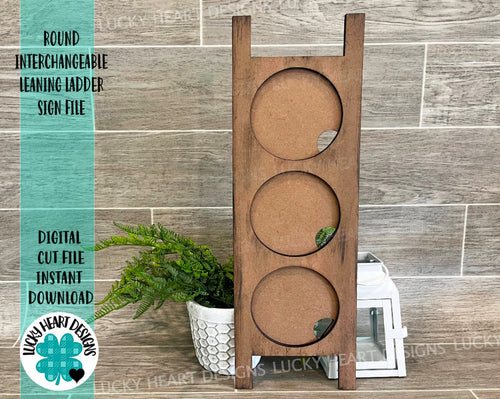 Round Interchangeable Leaning Sign File SVG, Inserts, Glowforge, LuckyHeartDesignsCo