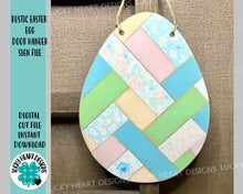 Load image into Gallery viewer, Pallet Rustic Easter Egg Door Hanger Sign File SVG, Farmhouse Glowforge, LuckyHeartDesignsCo

