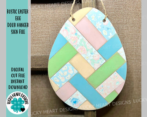 Pallet Rustic Easter Egg Door Hanger Sign File SVG, Farmhouse Glowforge, LuckyHeartDesignsCo