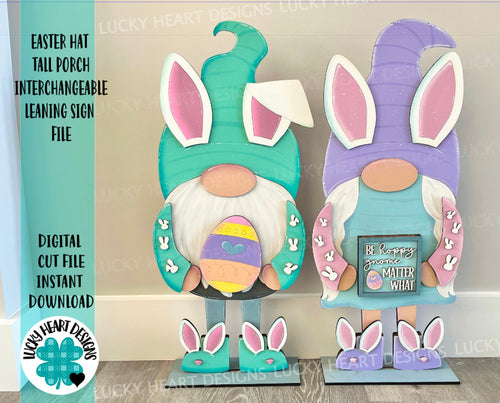 Easter Bunny add on Tall Porch Interchangeable Leaning Sign Gnome File SVG, Glowforge Spring, LuckyHeartDesignsCo