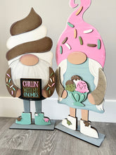 Load image into Gallery viewer, Ice Cream Hat add on Tall Porch Interchangeable Leaning Sign Gnome File SVG, Glowforge Spring Summer, LuckyHeartDesignsCo
