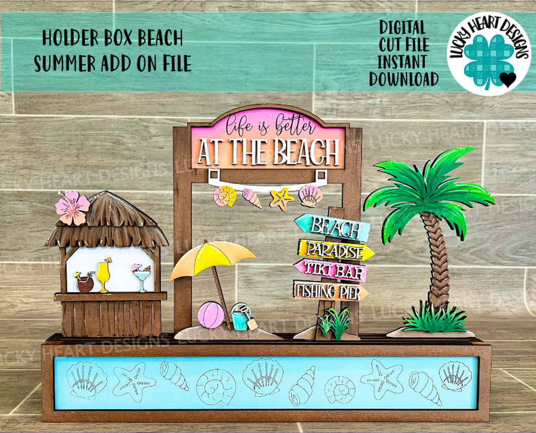 Holder Box Beach Summer Add On File SVG, Glowforge, LuckyHeartDesignsCo