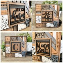 Load image into Gallery viewer, Vintage Rustic Interchangeable Leaning Sign File SVG, Glowforge Farmhouse, LuckyHeartDesignsCo
