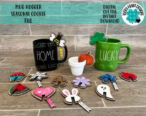 Mug Hugger Seasonal Cookie File SVG, Glowforge Tiered Tray, LuckyHeartDesignsCo