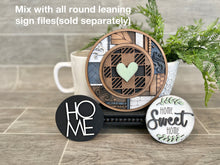 Load image into Gallery viewer, Vintage Rustic Interchangeable Round Leaning Sign File SVG, Glowforge Farmhouse, LuckyHeartDesignsCo
