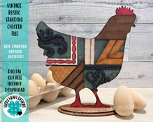 Load image into Gallery viewer, Vintage Rustic Chicken File SVG, Glowforge Farmhouse, LuckyHeartDesignsCo
