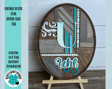 Load image into Gallery viewer, Vintage Rustic Oval File SVG, Glowforge Farmhouse, LuckyHeartDesignsCo
