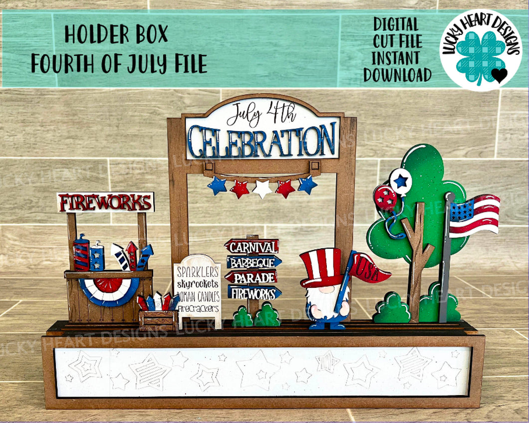 Holder Box Fourth Of July Add On File SVG, Glowforge Summer , LuckyHeartDesignsCo