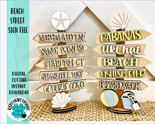 Beach Street Sign File SVG, Glowforge Summer, LuckyHeartDesignsCo