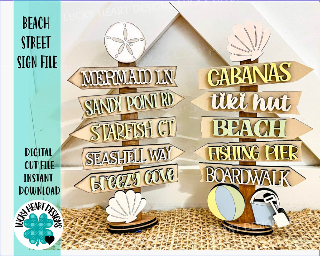 Beach Street Sign File SVG, Glowforge Summer, LuckyHeartDesignsCo