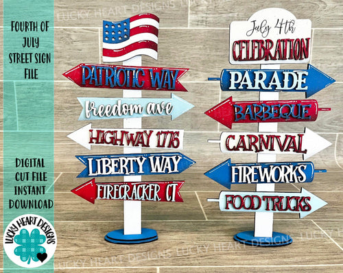 Fourth Of July Street Sign File SVG, Glowforge Summer, LuckyHeartDesignsCo