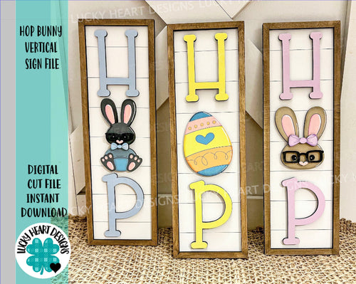 Hop Bunny Street Sign File SVG, Glowforge, LuckyHeartDesignsCo