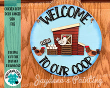 Load image into Gallery viewer, Chicken Coop Door Hanger Sign File SVG, Glowforge Chicken Eggs Farm, LuckyHeartDesignsCo
