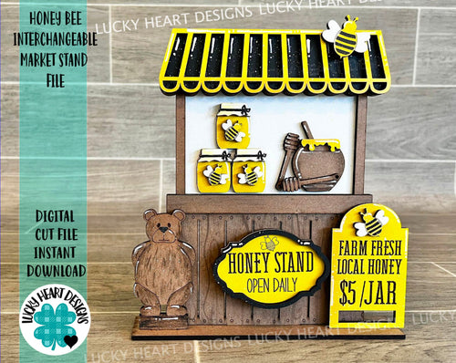 Honey Bee Interchangeable Market Stand File SVG, Glowforge Summer, LuckyHeartDesignsCo