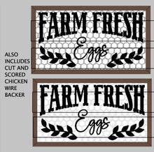 Load image into Gallery viewer, Farm Fresh Eggs Sign File SVG, Glowforge Chicken Eggs Farm, LuckyHeartDesignsCo
