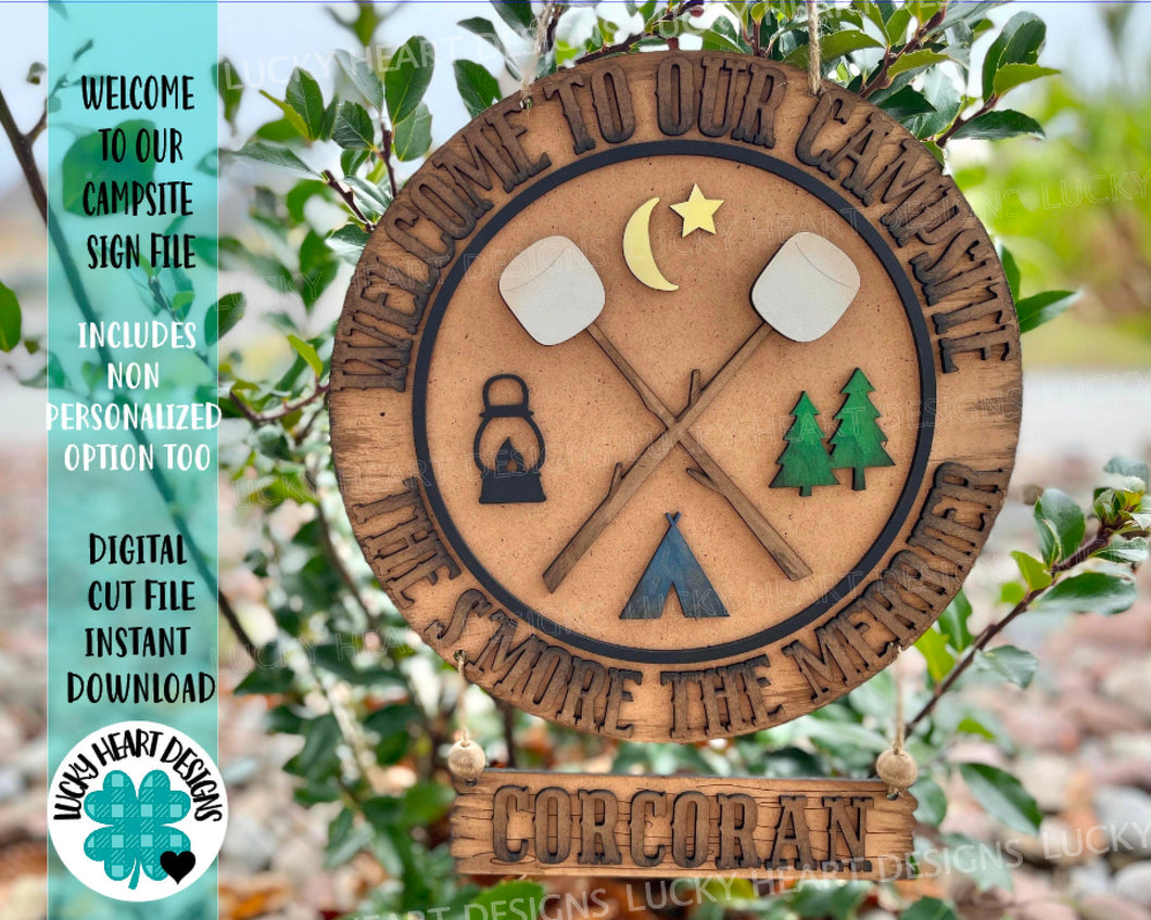Welcome To Our Campsite Sign File Svg, Glowforge Laser, S'mores Camping,LuckyHeartDesignsCo